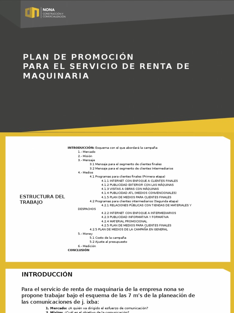 Plan de Renta de Maquinaria NONA | PDF | Google | Palabras del anuncio