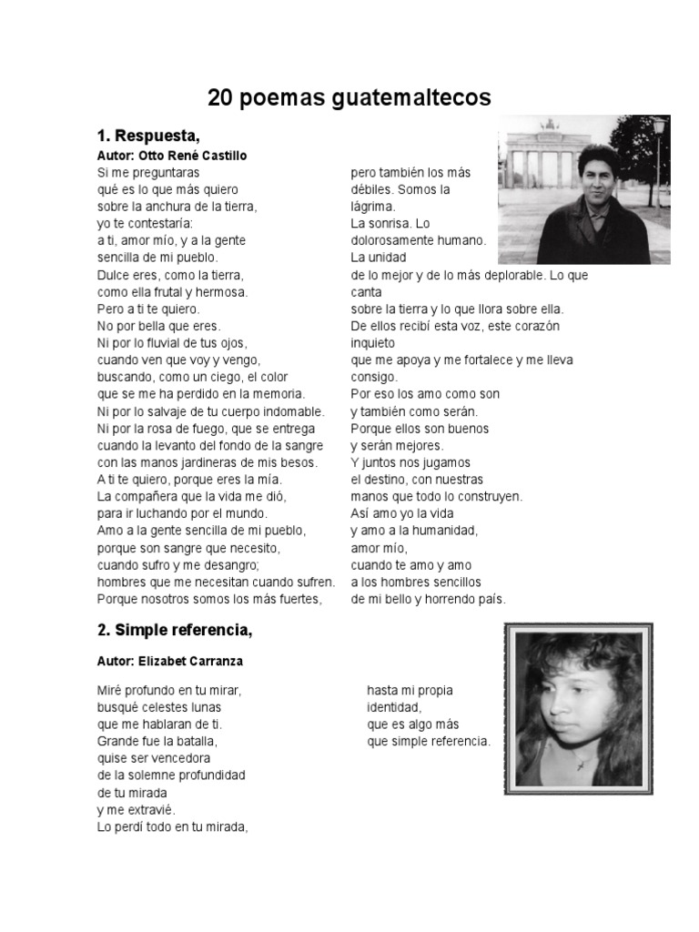 20 poemas guatemaltecos Don Quijote Amor