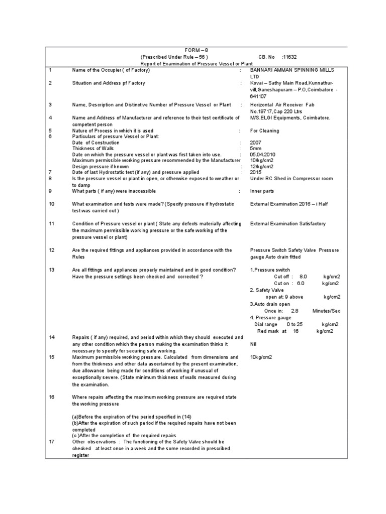 Form 8 - 2 | PDF | Pressure | Gases