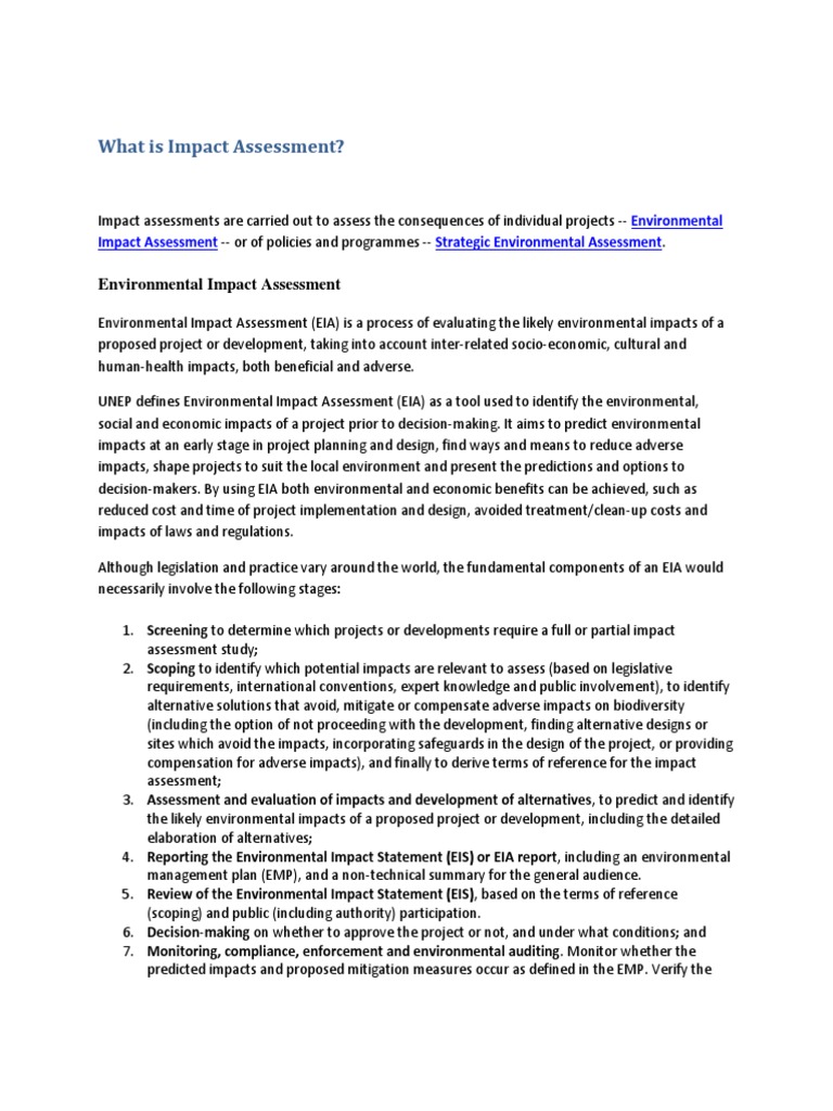 Strategic Environmental Assessment Environmental Impact - 