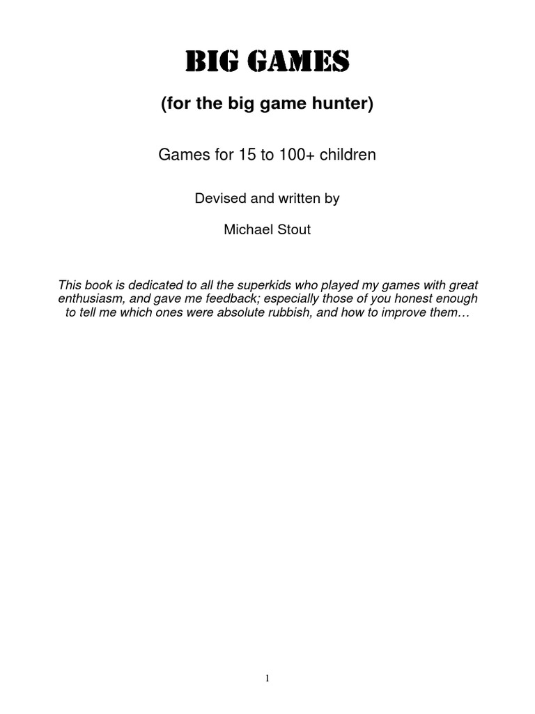 Big Games (For The Big Game Hunter) PDF Prisoner Of War Leisure