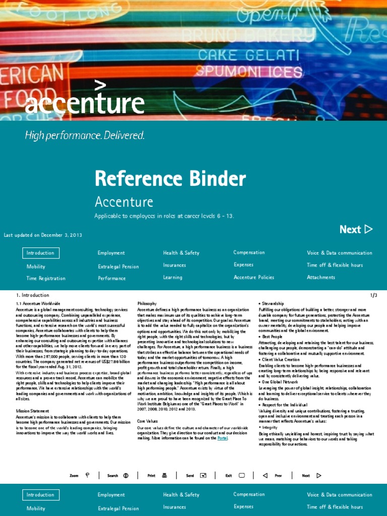 Accenture Reference Binder Welcome Employee | PDF | Telecommuting |  Employment