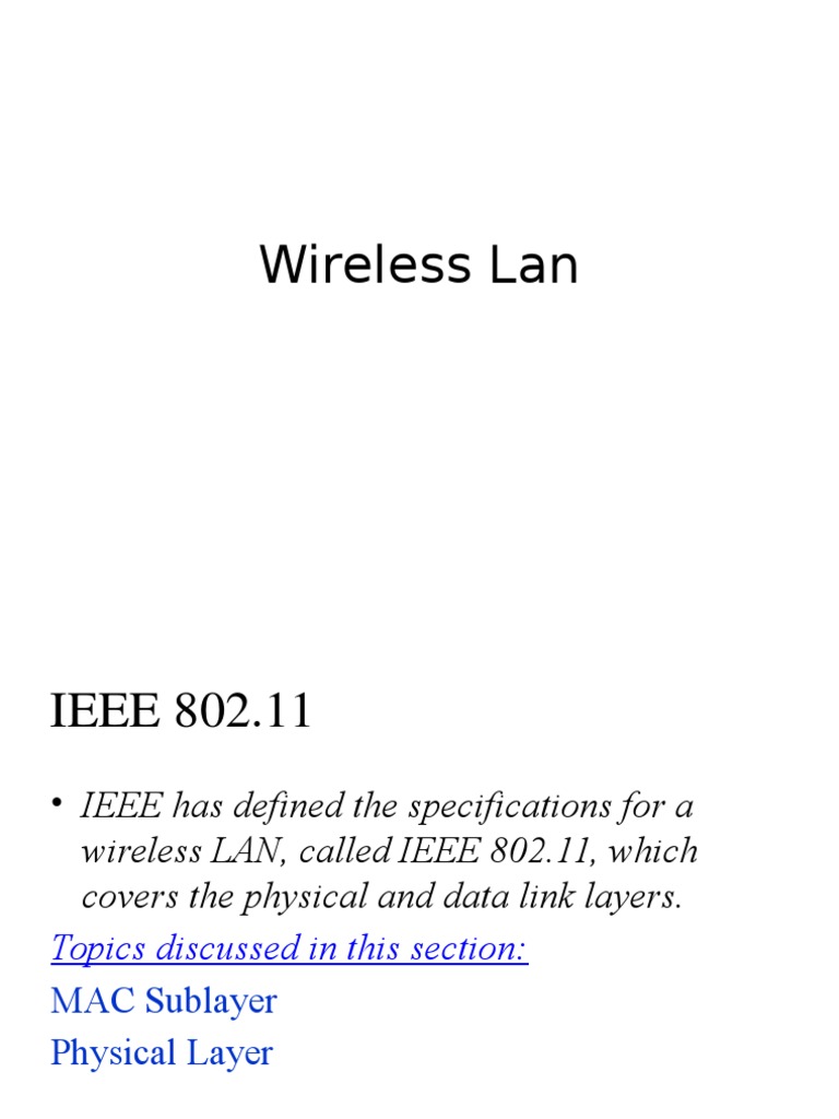 Wlan | PDF | Wireless Lan | Networking Standards
