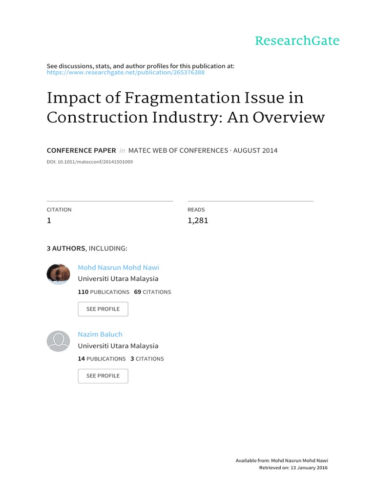 Overcoming Fragmentation in the Construction Industry Through Improved ...