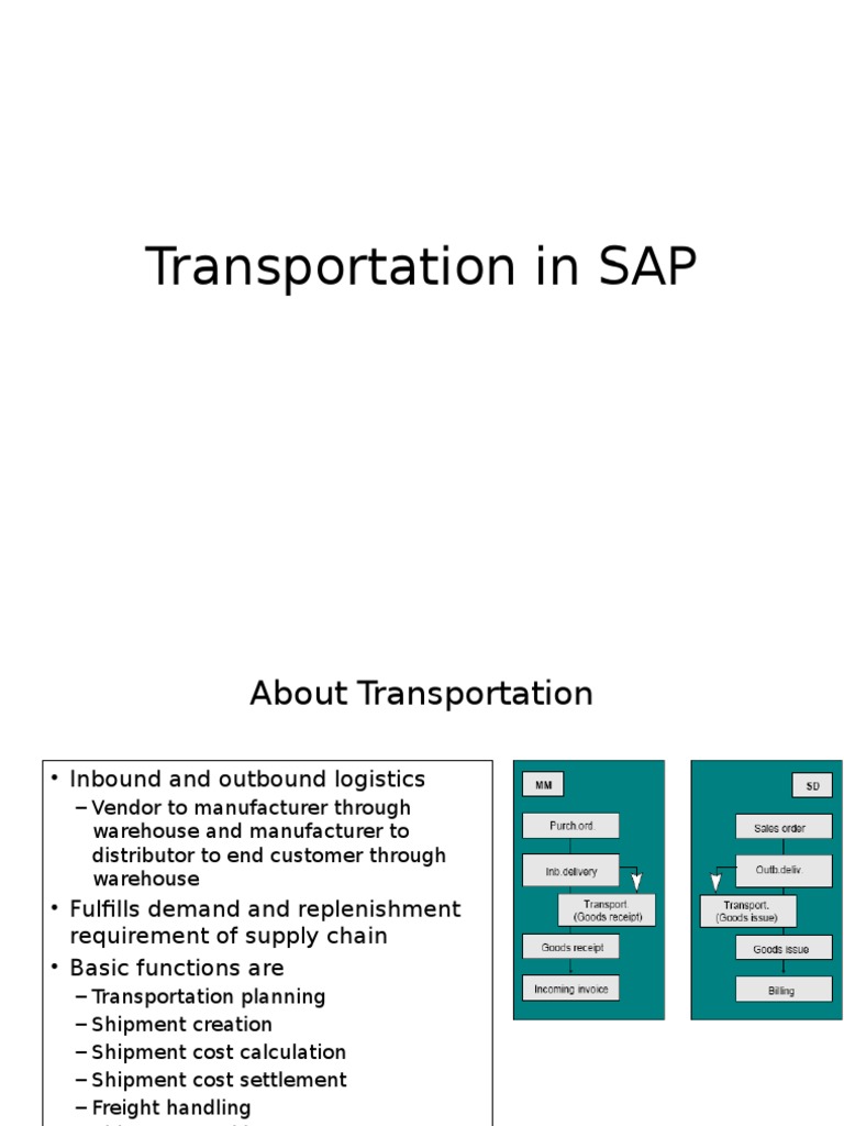 Transportation in SAP | PDF | Cargo | Freight Transport