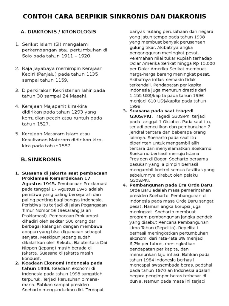 Contoh Cara Berpikir Sinkronis Dan Diakronis PDF