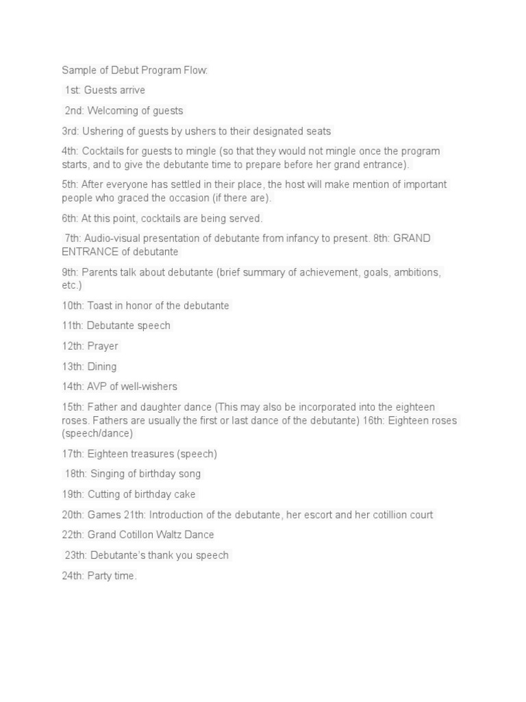 Sample program flow for seminar
