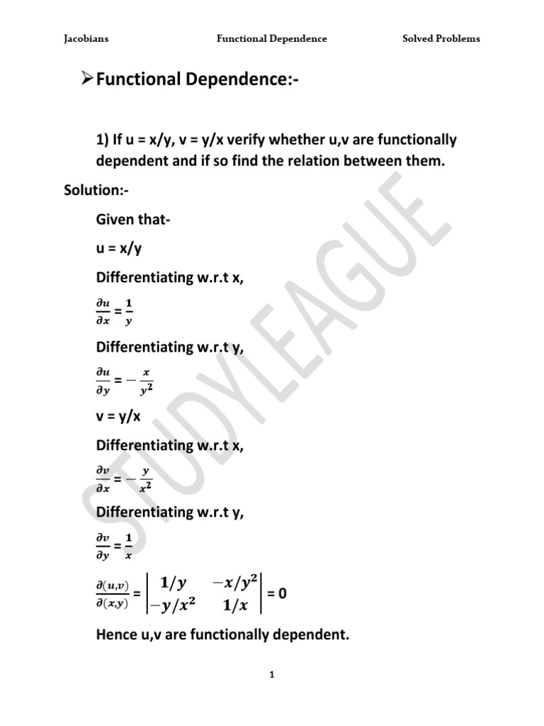 2 Functional Dependence Pdf Differential Calculus Functions And Mappings