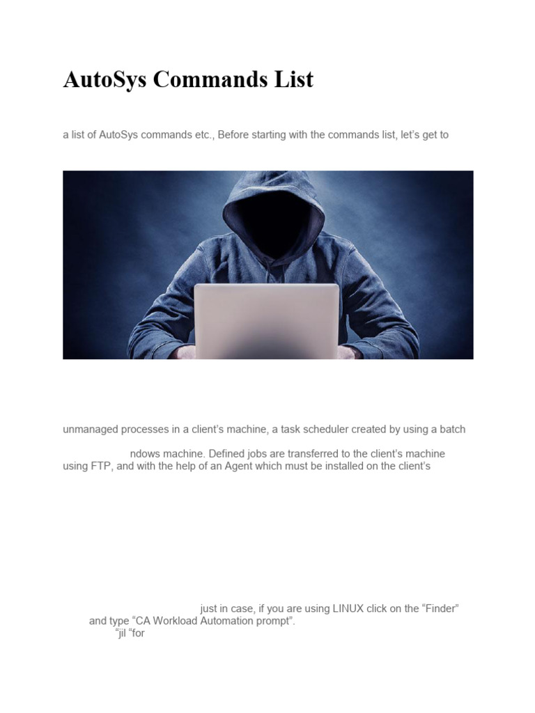 AutoSys Commands List Cheat Sheet Filename Command Line Interface