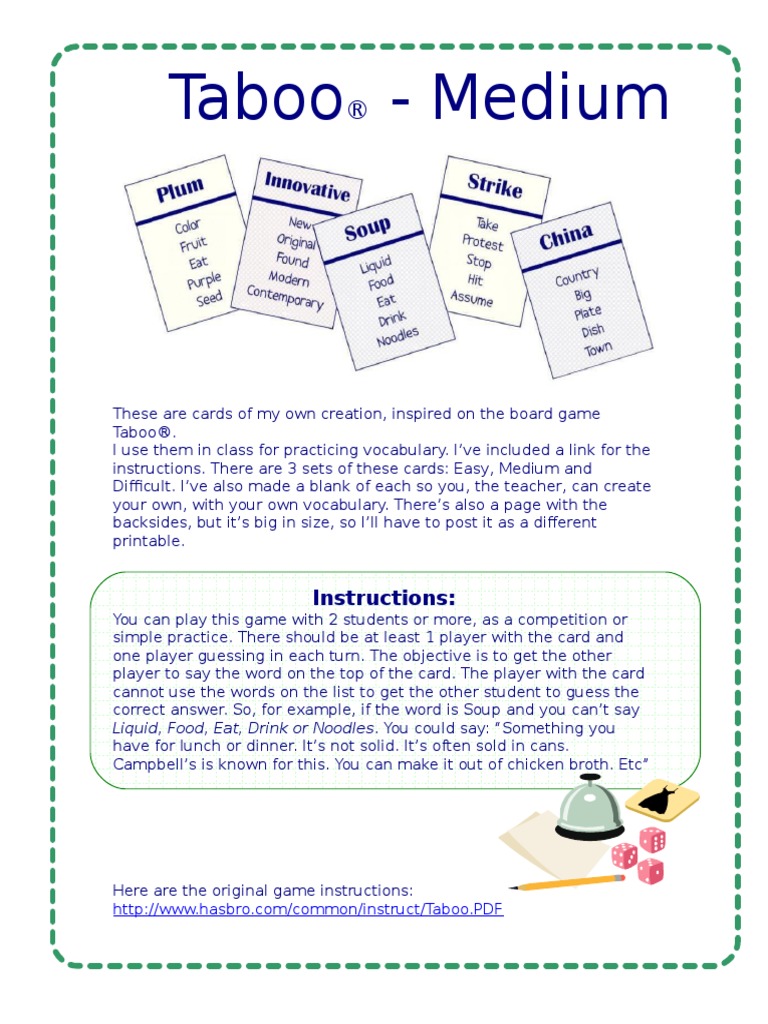 Taboo - Medium: Instructions | PDF | Soup | Nature