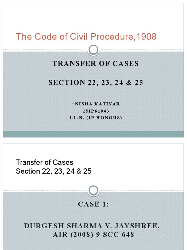 Transfer of Cases Nisha PDF Supreme Courts Lawsuit