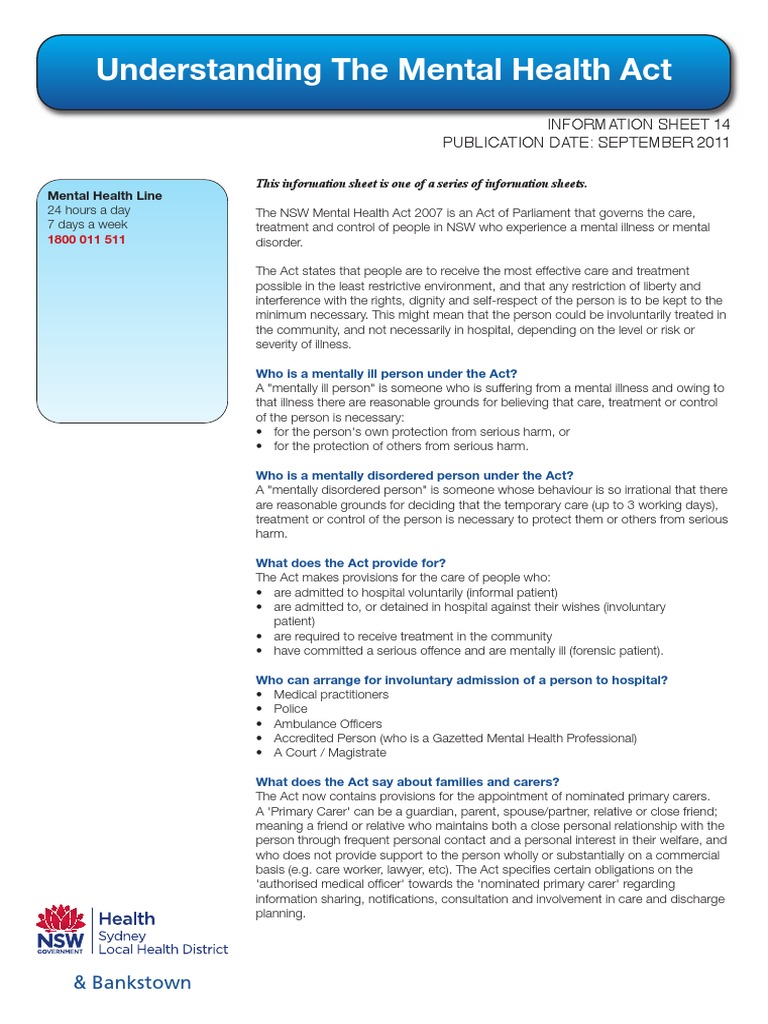 Understanding the NSW Mental Health Act | PDF | Legal Guardian | Mental ...