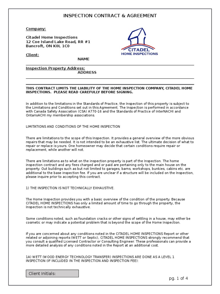Inspection Contract | PDF | Building Insulation | Building Engineering