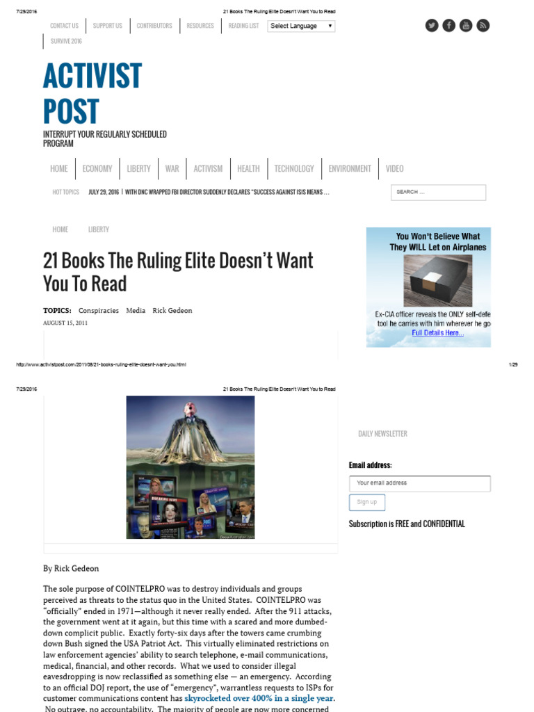 21 Books The Ruling Elite Doesn't Want You To Read | PDF | Politics ...