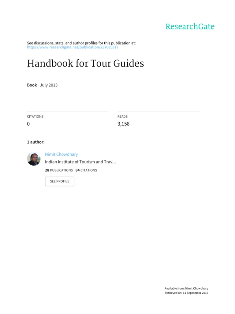 Handbook for Tour Guide Training | PDF | Tourism | Entrepreneurship