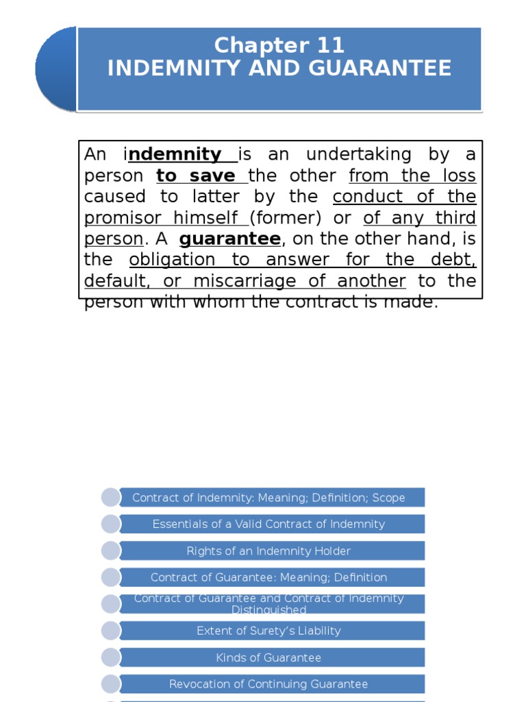 Indemnity And Guarantee
