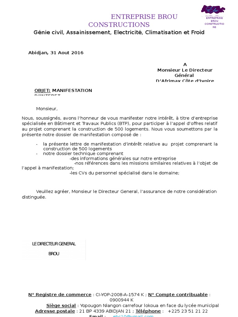 lettre d intérêt