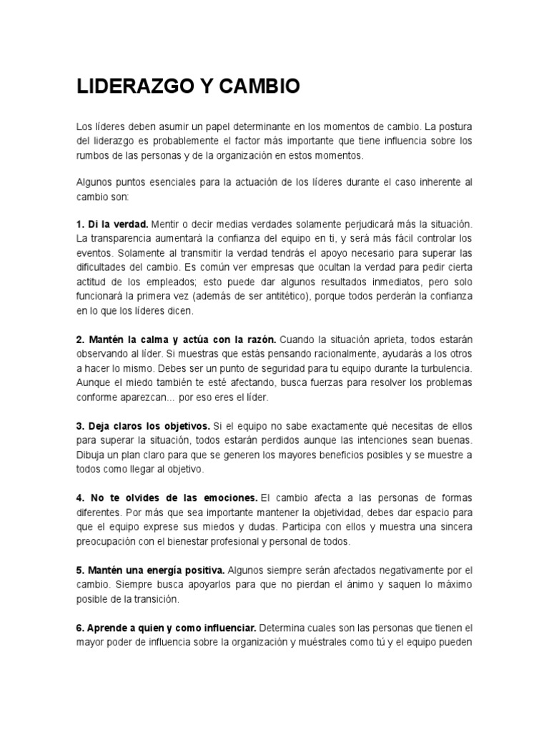Liderazgo en el Cambio según Kotter | PDF | Liderazgo | Verdad