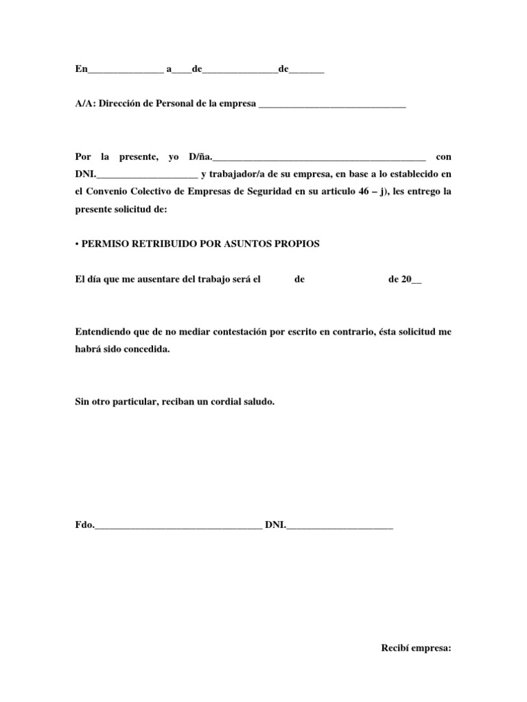 Solicitud Asuntos Propios Pdf