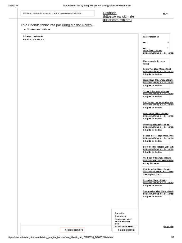 True Friends Tab by Bring Me The Horizon PDF Leisure