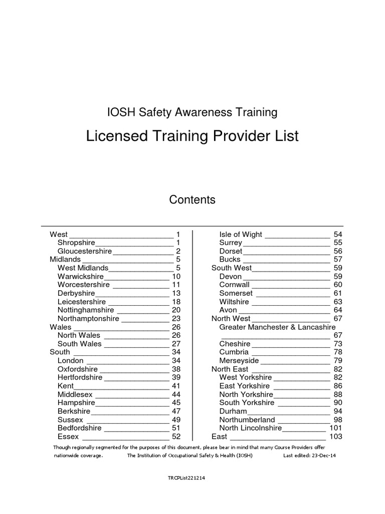 Training Provider List 161214 Ver2 PDF Shropshire Occupational