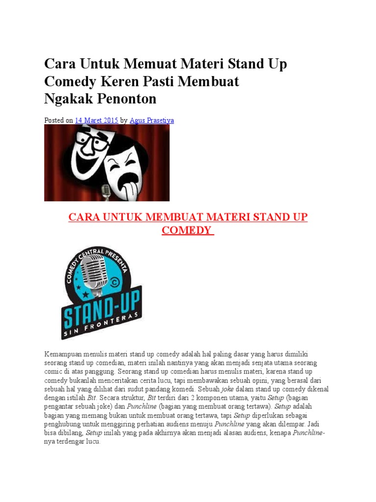 Cara Untuk Memuat Materi Stand Up Comedy Keren Pasti Membuat Ngakak