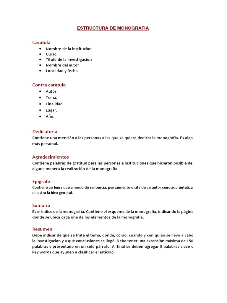 Estructura De Una Monografia