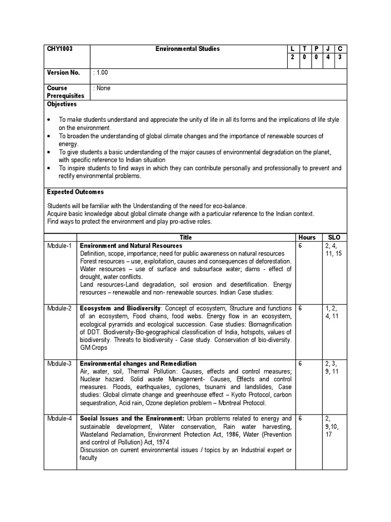 Environmental Studies Course Overview | PDF | Biodiversity | Water