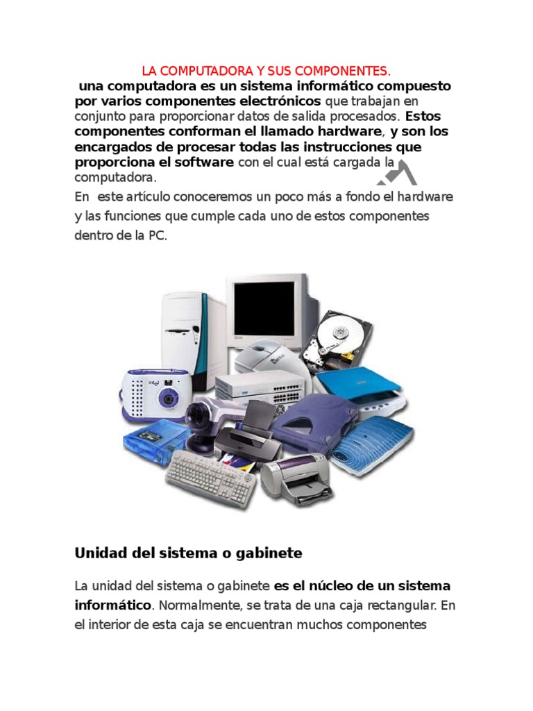 La Computadora y Sus Componentes | PDF | Disco compacto | Hardware de ...