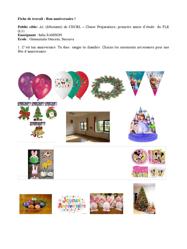 Fiche De Travail Cp L1 Bon Anniversaire Pdf Noel