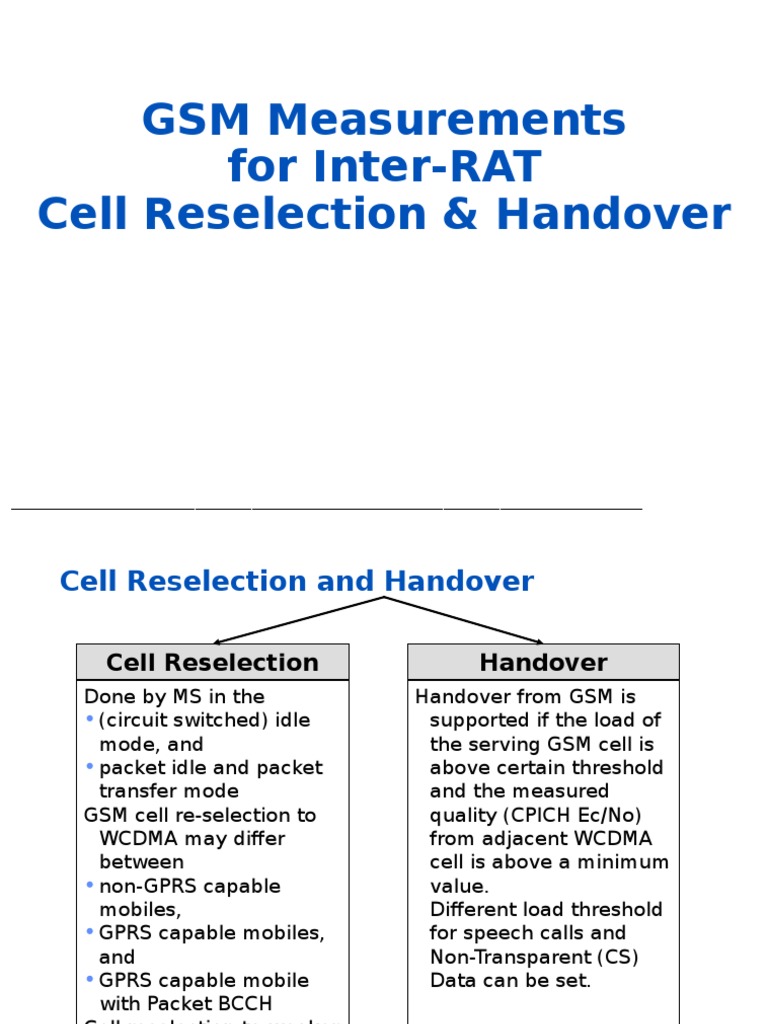 GSM Measurements For Inter-RAT - Cell Reselection & Handover | PDF ...