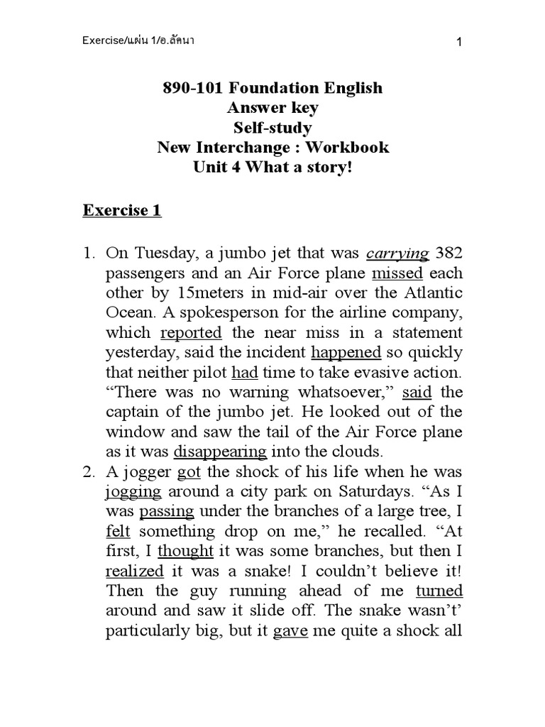 890 101 foundation english answer key self study new interchange