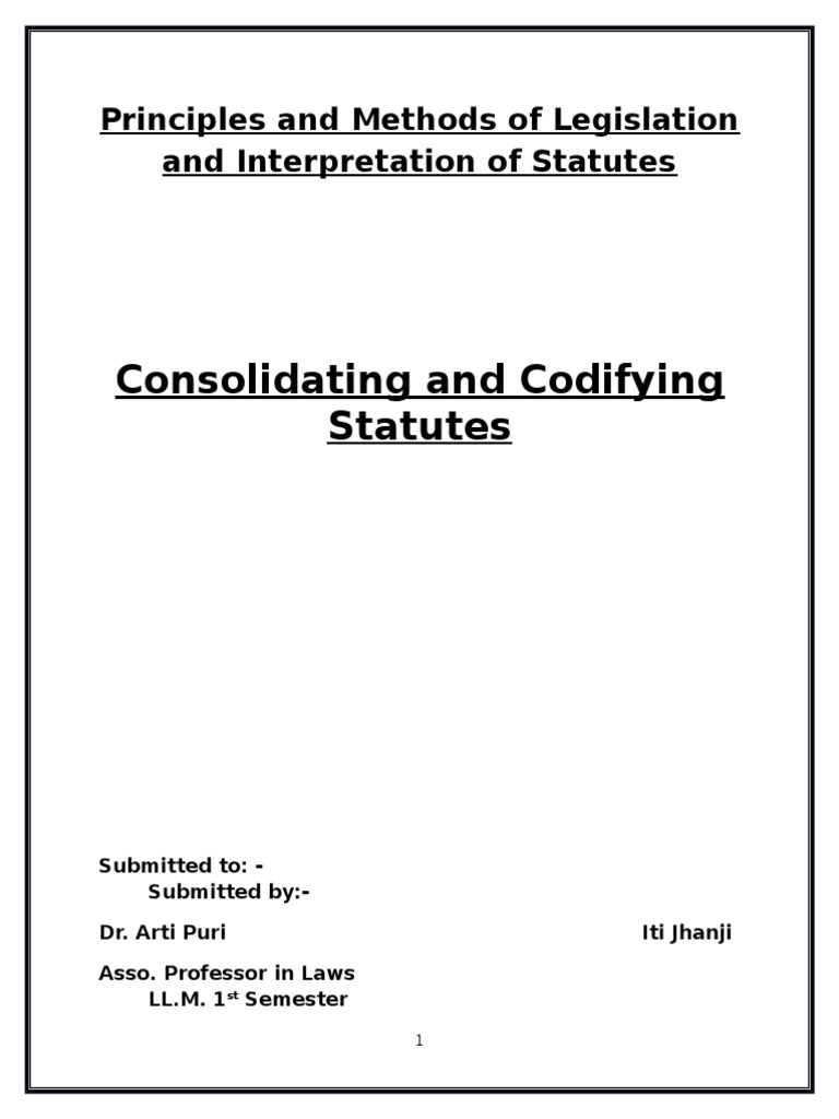Codifying and Consolidating Statutes.docx Codification (Law) Repeal