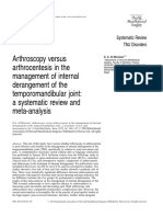 Arthroscopy Versus Arthrocentesis in The Management of Internal Derangement of The Temporomandibular Joint: A Systematic Review and Meta-Analysis
