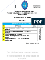 CAMPEONATO MAGISTERIAL 2016 - Programación 7ma Fecha - Voleibol