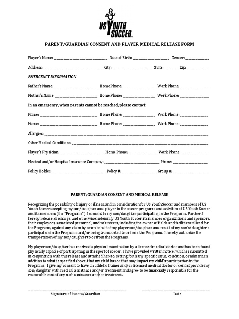 Medical Release Form | PDF | Parent | Relationships