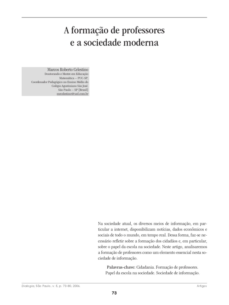 Formação de Professores na Sociedade Atual | PDF | Sociologia | Aprendizado