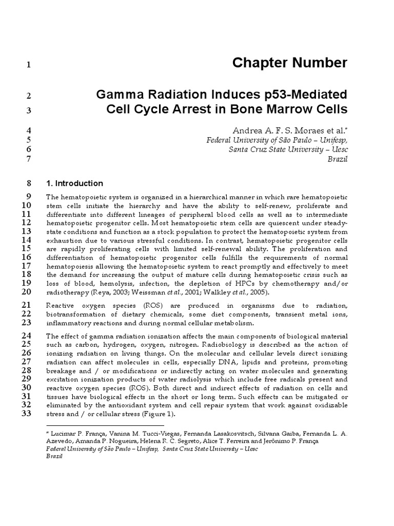 Gamma Radiation Induces p53 Mediated Cell Cycle Arrest in Bone Marrow ...
