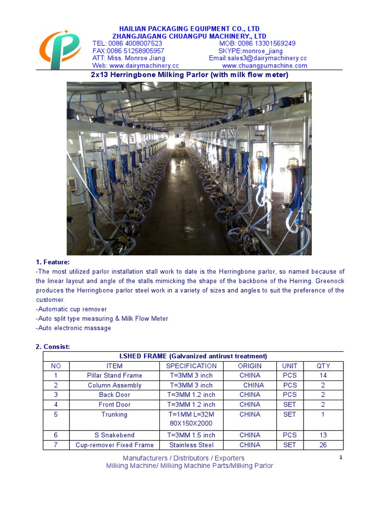 (Milk Flow Meter) Cow Herringbone Milking Parlor (With Milk Meter ...