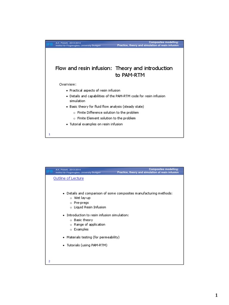 Flow and Resin Infusion Theory and Introduction To PamRtm PDF