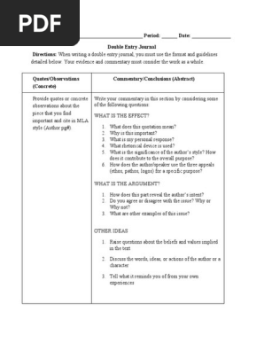 Double Entry journal:How to 