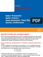 INGECO3. Unidad 1 Valor Presente, Valor Futuro, Tasa Nominal y Efectiva, Series Uniformes