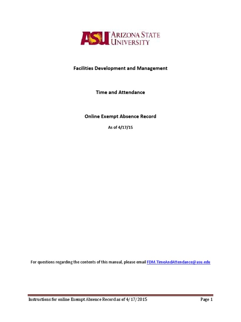 Instructions For Online Exempt Absence Form v5 PDF Email  Browser