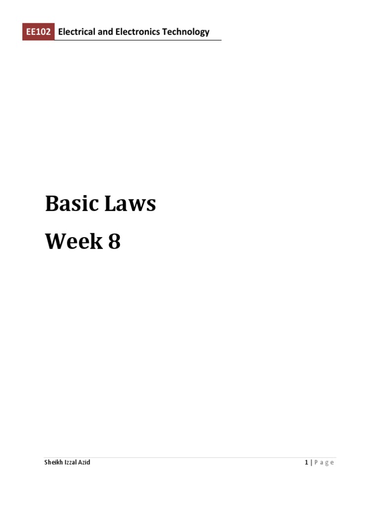 Basic Laws of Electrical Engineering | PDF | Electrical Network ...
