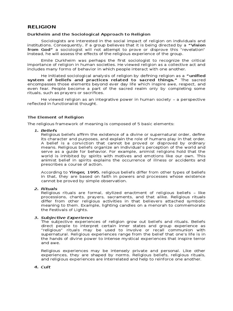 Religion | PDF | Rituals | Sociology