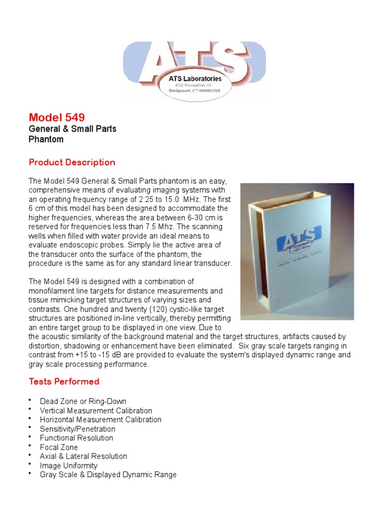 Model 549: General & Small Parts Phantom | PDF | Optical Resolution ...