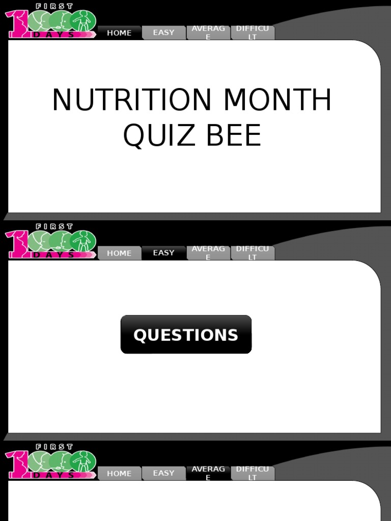Nutrition Month Quiz Bee Questions 2025 | PDF | Carbohydrates ...