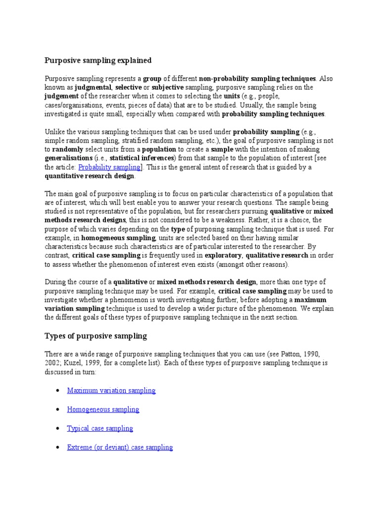 Purposive Sampling Explained | Sampling (Statistics) | Research Design