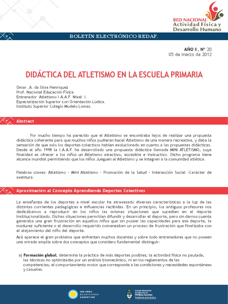 Didactica Atletismo Escuela Primaria 620f | PDF | Deporte del atletismo ...