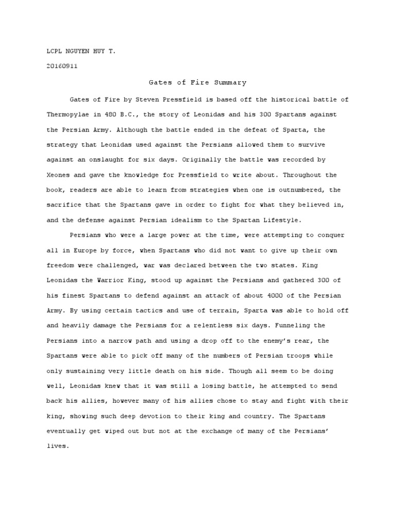 gates of fire essay